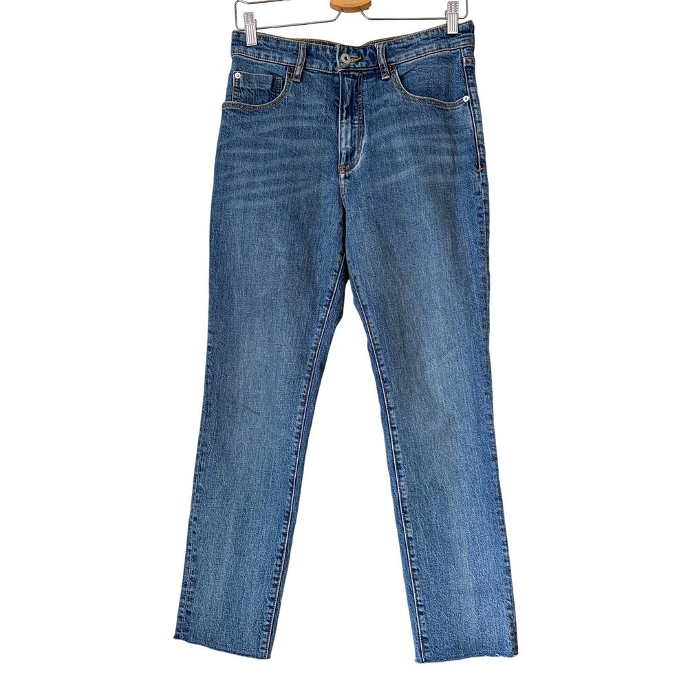 Anthropologie Pilcro and the Letterpress Slim Straight Ankle Raw Hem Jeans Sz 27